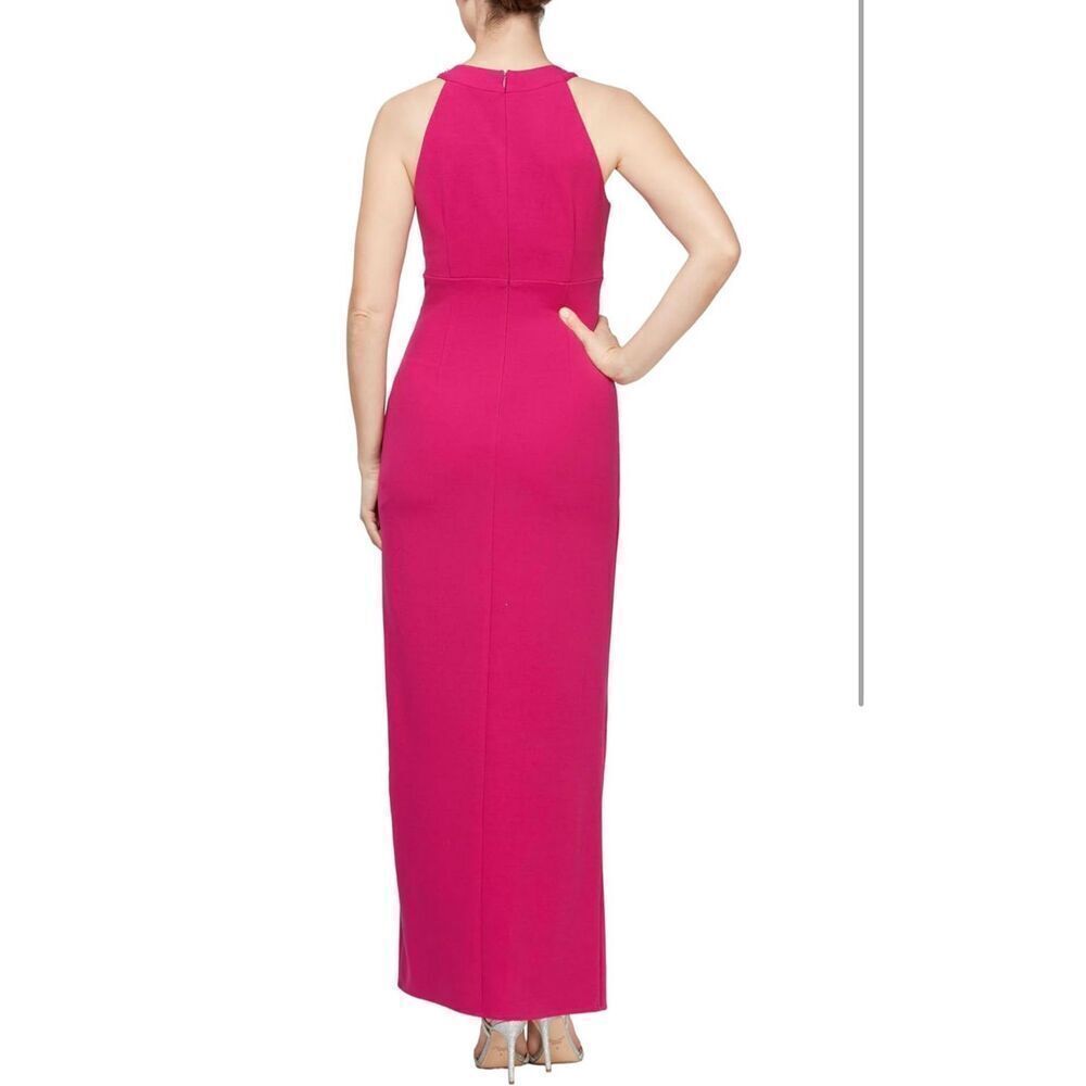 NEW SLNY Maxi Long Crepe Dress Embellished Halter Neckline 6 - Picture 2 of 4